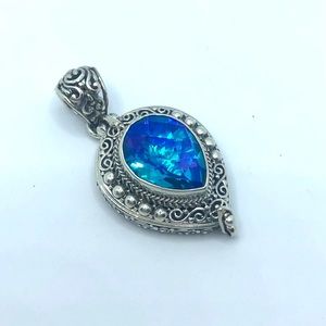 Caribbean Quartz Sterling Silver Locket Pendent